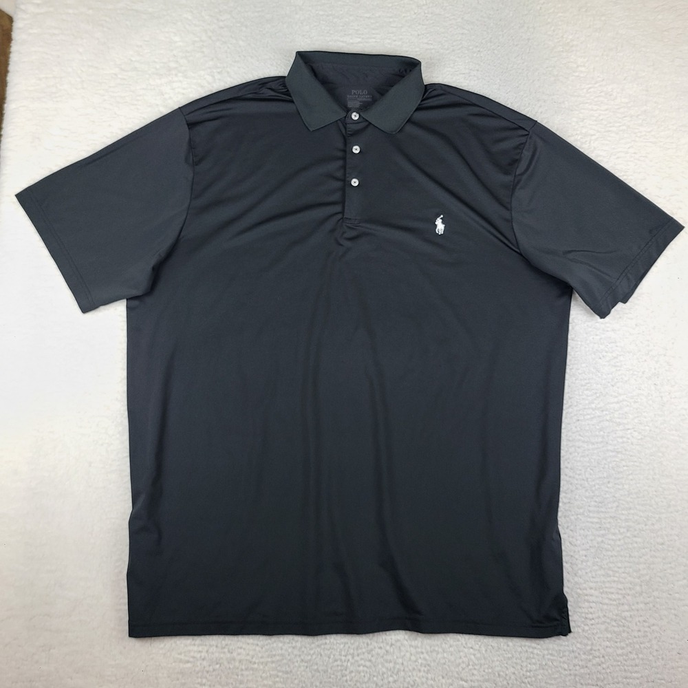 Polo Ralph Lauren Polo Shirt Mens 2XLT 2XL Tall Black Performance Short Sleeve